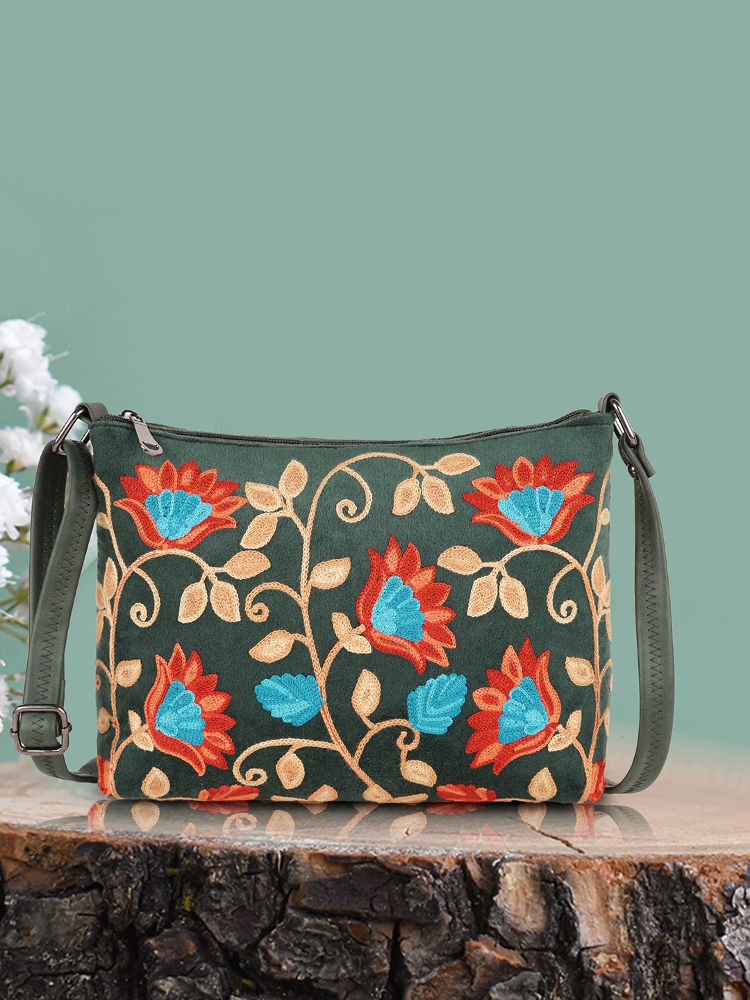 

YOYOWING Colourblocked Shopper Sling Bag, Green