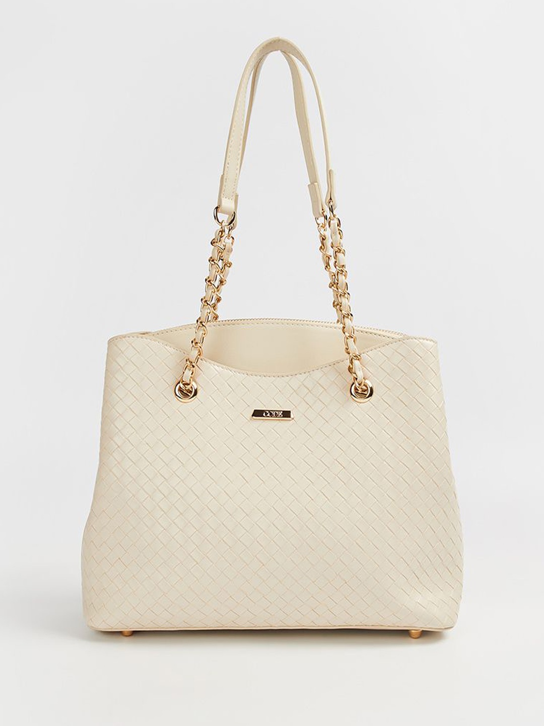 

CODE by Lifestyle PU Oversized Structured Shoulder Bag with Quilted, Beige