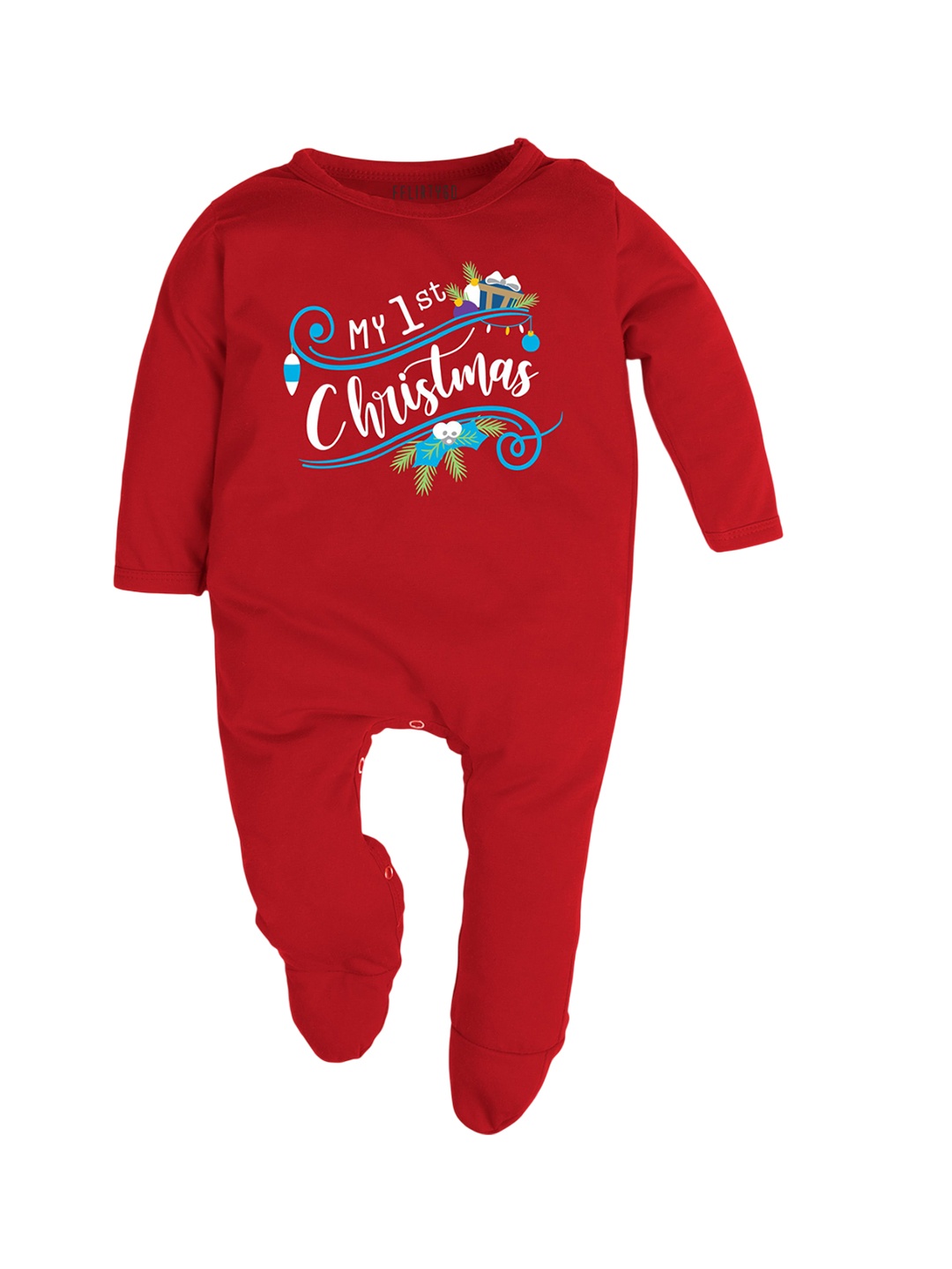 

FFLIRTYGO Infants Christmas Printed Cotton Sleepsuit, Red