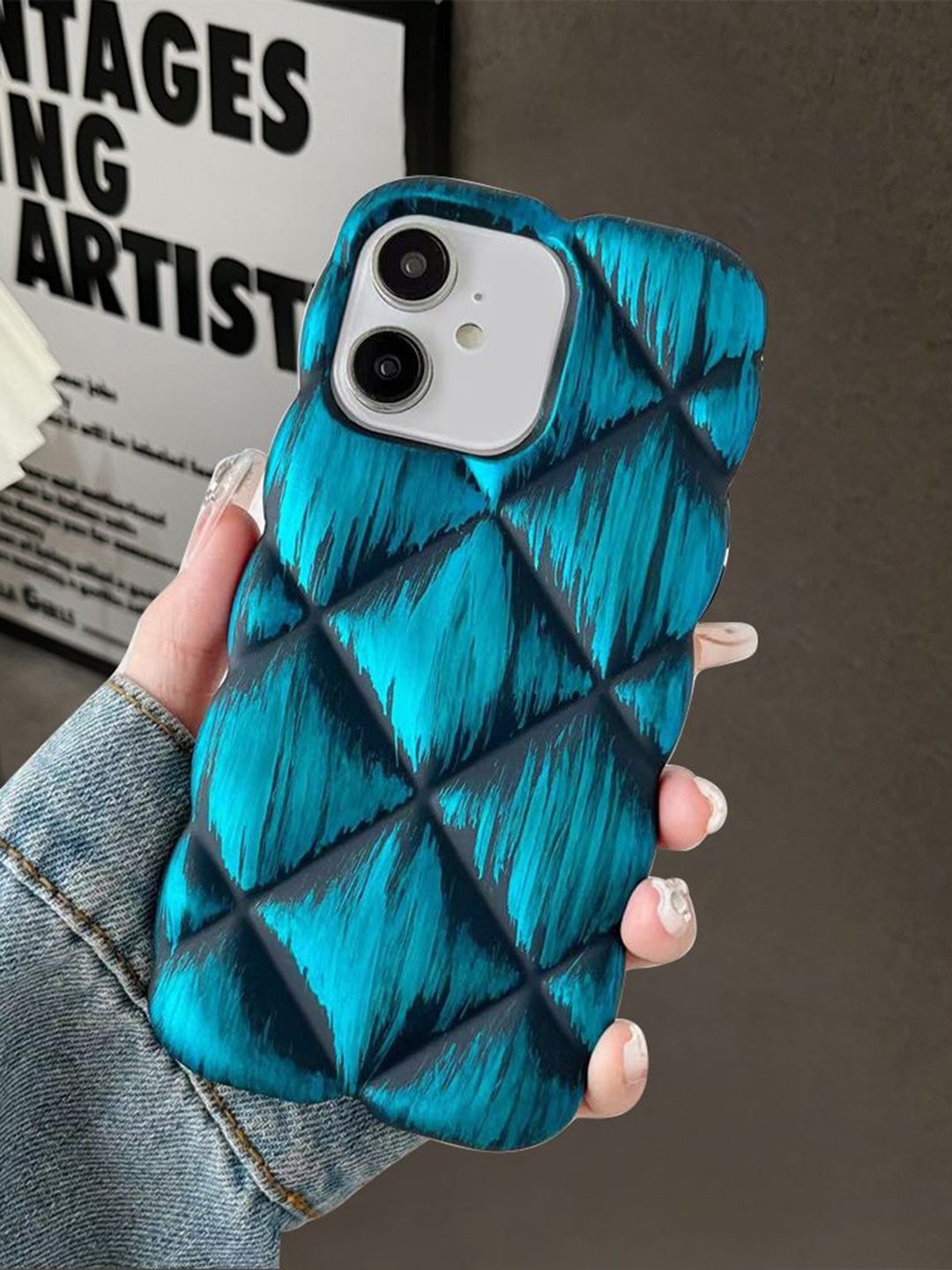 

Luxury Kase Abstract Printed iPhone 12 Back Case Mobile Accessories, Blue