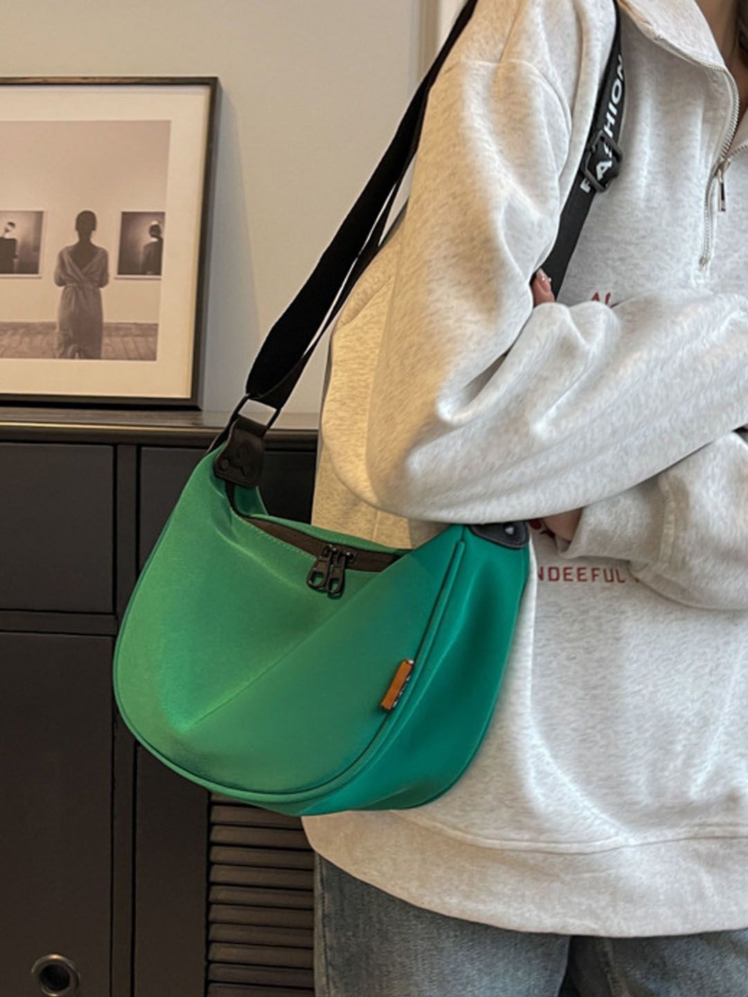 

StyleCast Green & Black Structured Side Bag