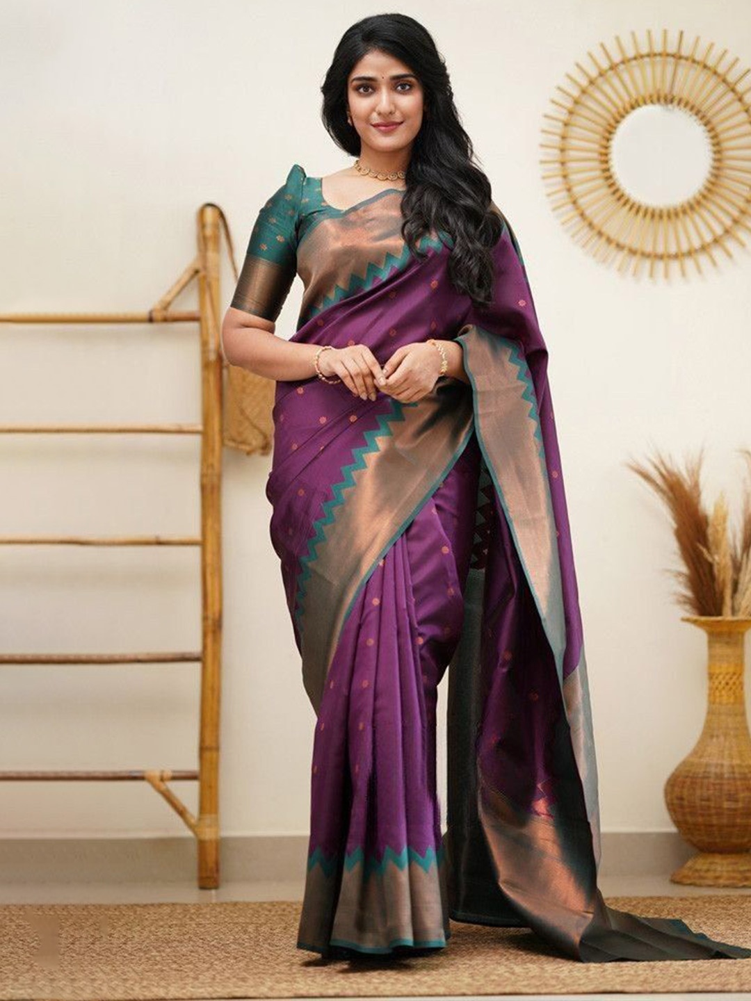 

Jinax Woven Design Pure Silk Banarasi Saree, Purple