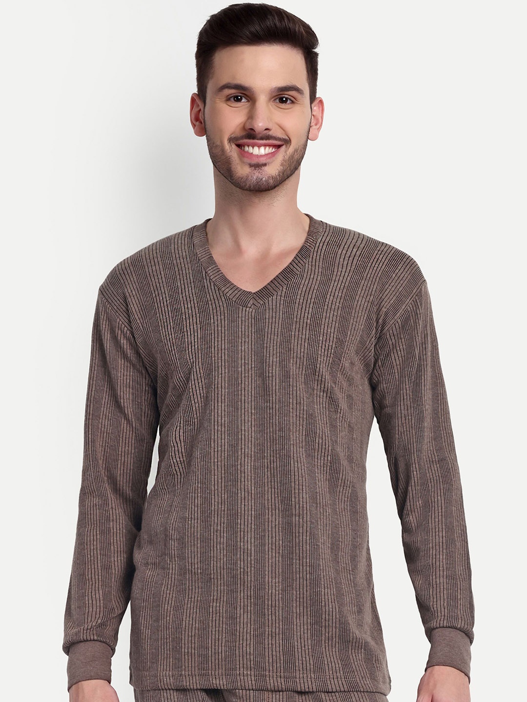 

ZEFFIT Ribbed Cotton Thermal Top, Brown