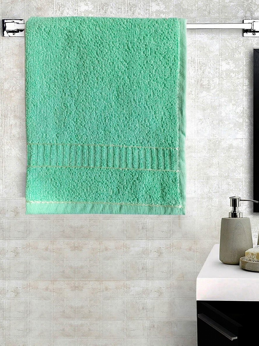 

Lushomes Set Of 6 Green 450 GSM Cotton Hand Towels