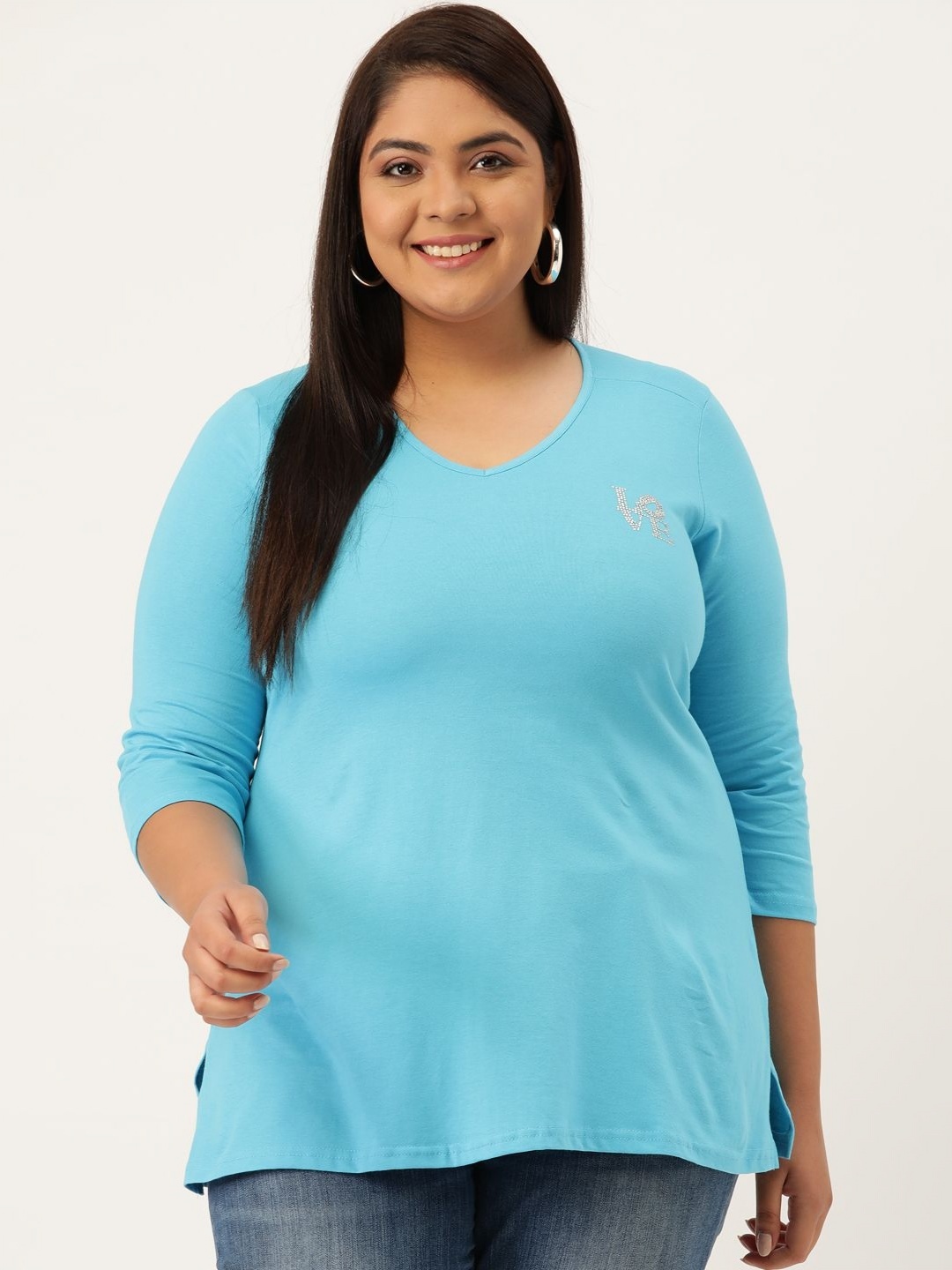 

theRebelinme Women V-Neck T-shirt, Turquoise blue
