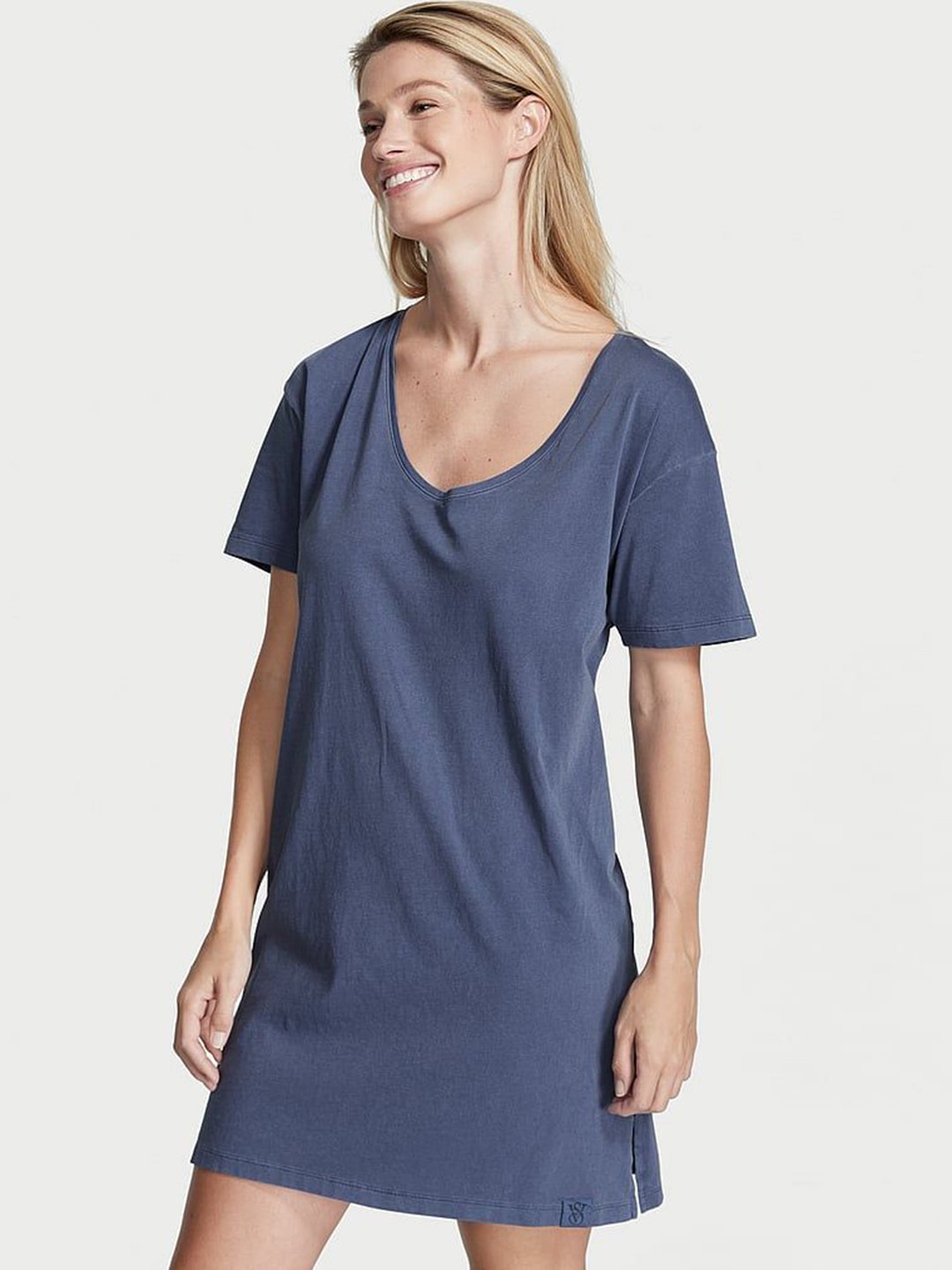 

Victoria's Secret Scoop Neck Pure Cotton Oversized Lounge T-Shirt, Blue