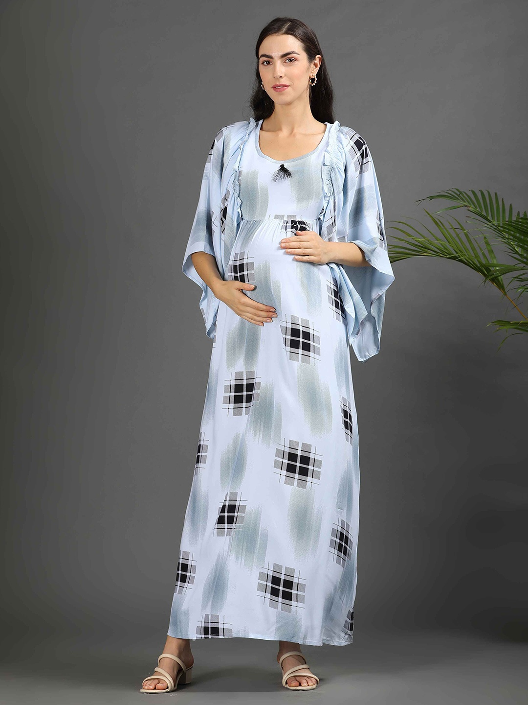 

GOLDSTROMS Print Kimono Sleeve Maternity Maxi Dress, Blue