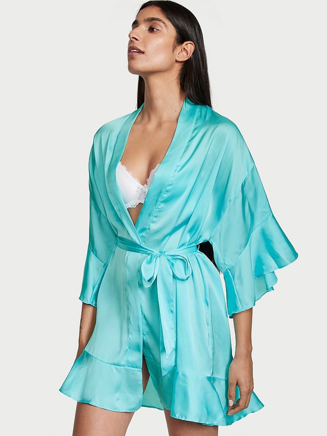 

Victoria's Secret Georgette Flounce Robe, Blue