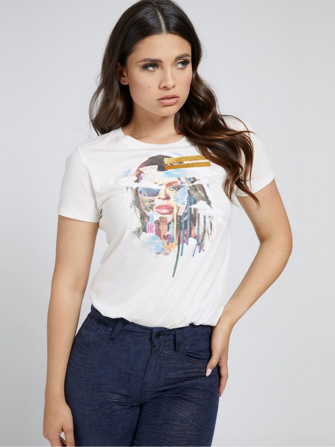 

GUESS Women Floral Printed Cut Outs T-shirt, White