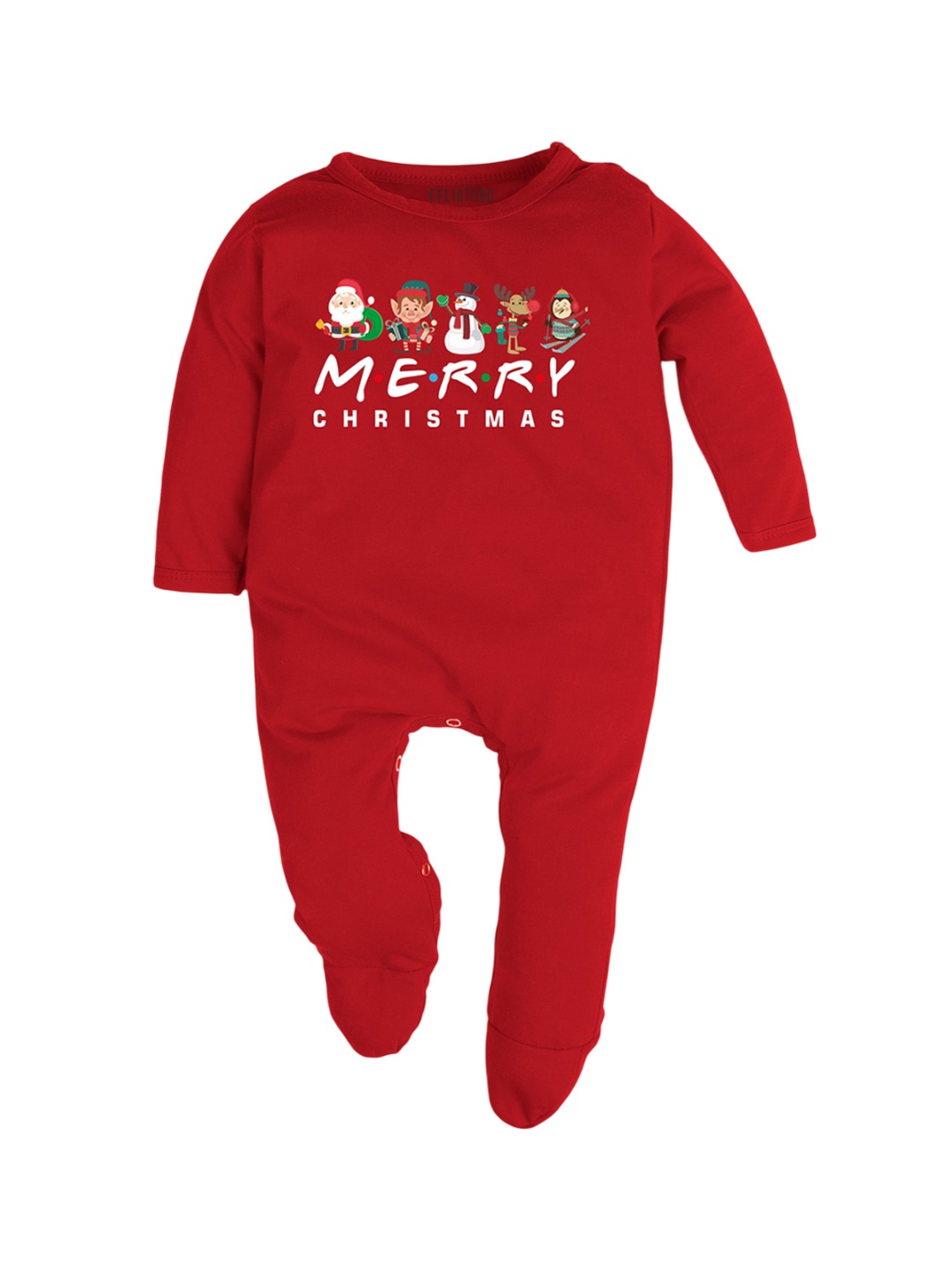 

FFLIRTYGO Infants Christmas Printed Cotton Sleepsuit, Red