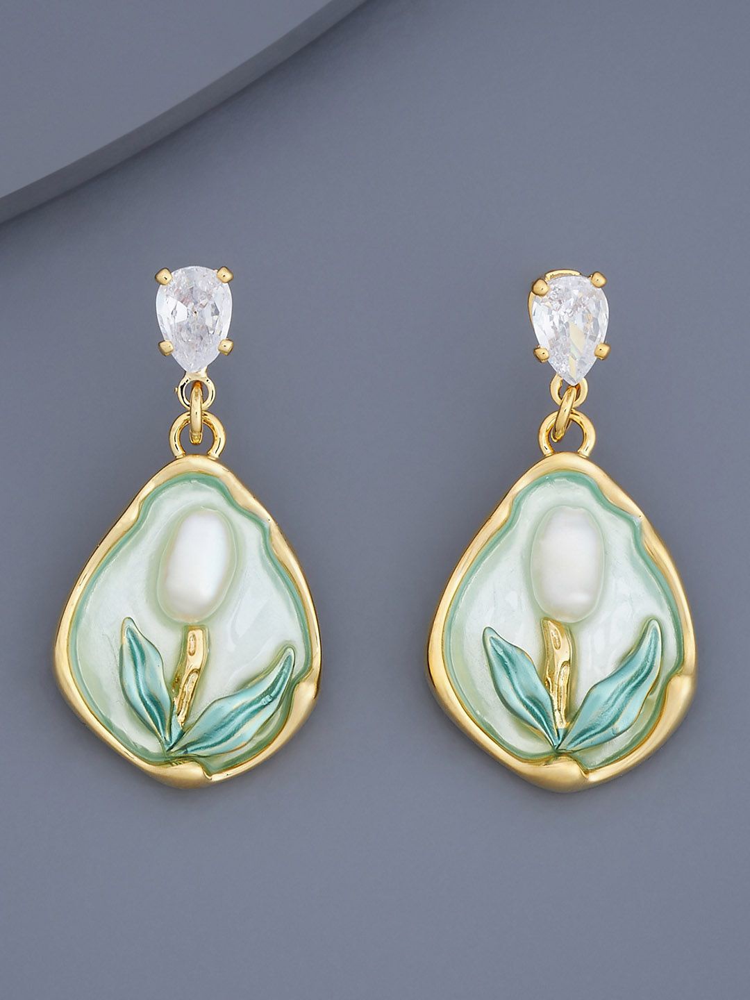 

Kushal's Fashion Jewellery Teardrop Shaped Drop Earrings, Green