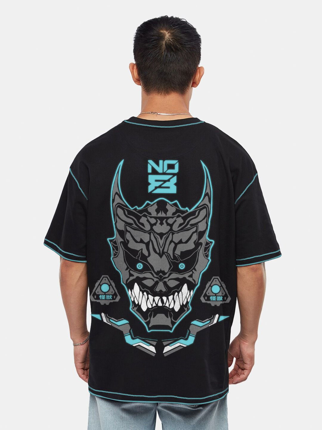 

Crazymonk Men Printed Raw Edge T-shirt, Black