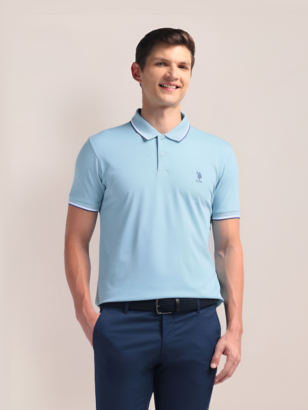 

U.S. Polo Assn. Men Polo Collar Pockets Slim Fit T-shirt, Blue