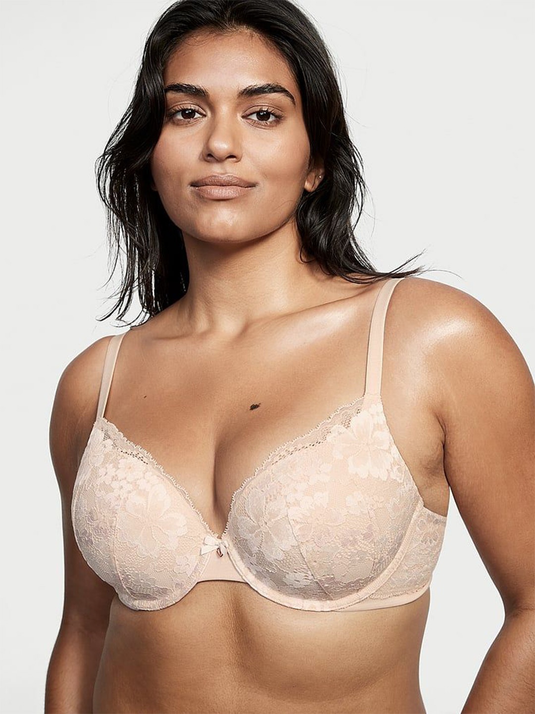 

Victoria's Secret Floral Bra Full Coverage Underwired Heavily Padded, Beige