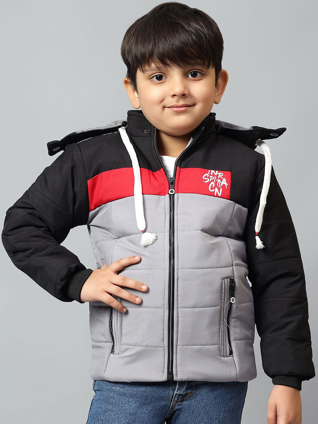 

BAESD Boys Colourblocked Crop Padded Jacket, Black