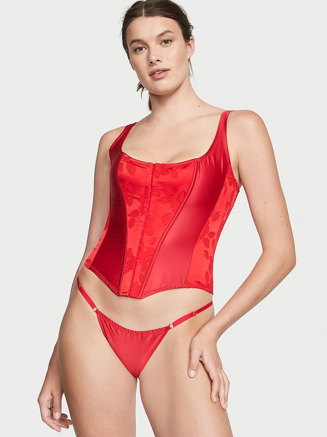 

Victoria's Secret Corset Top With Thong Lingerie Set, Red