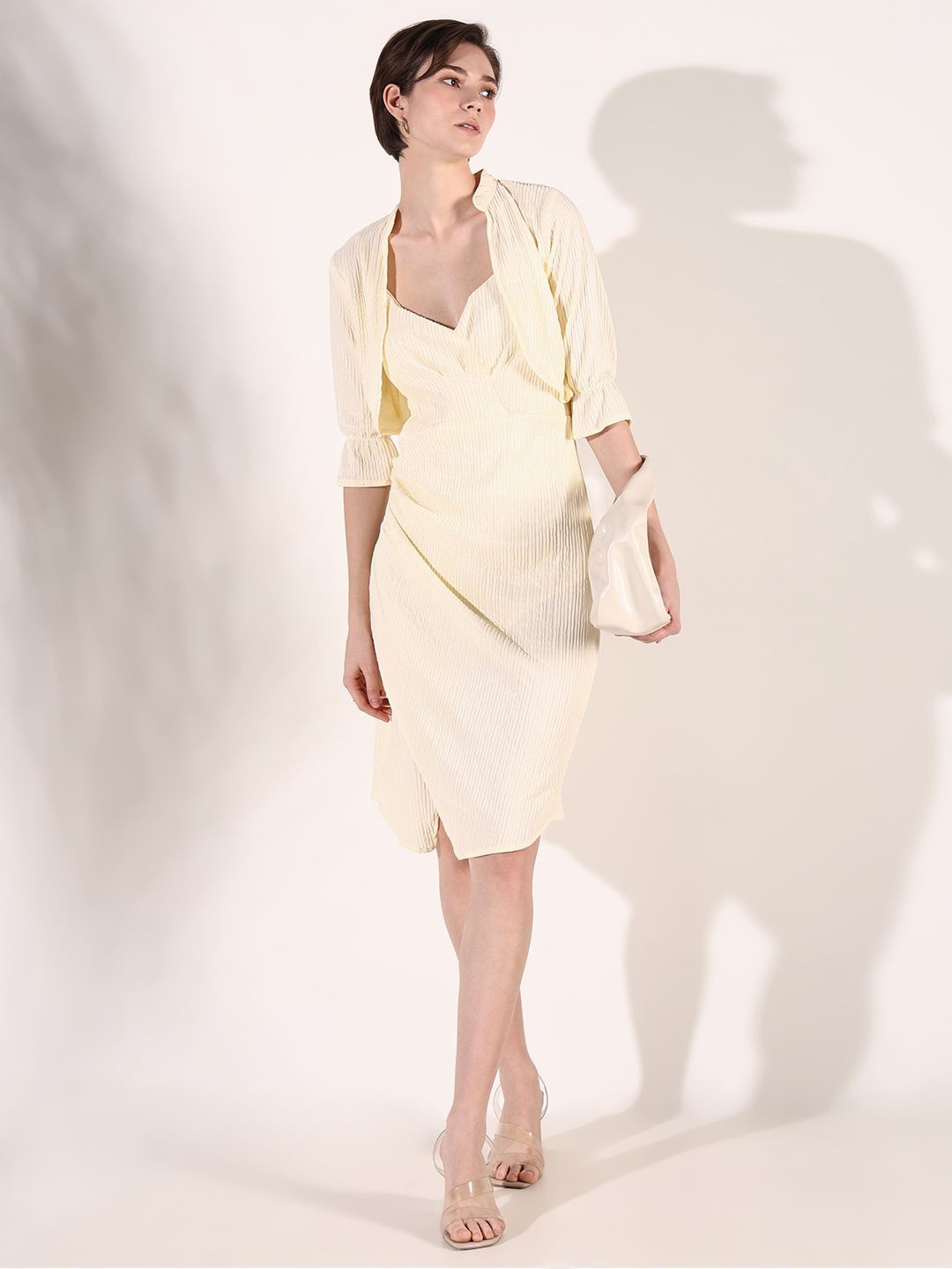

SHOWOFF Women A-Line Dress With Overcoat, Cream