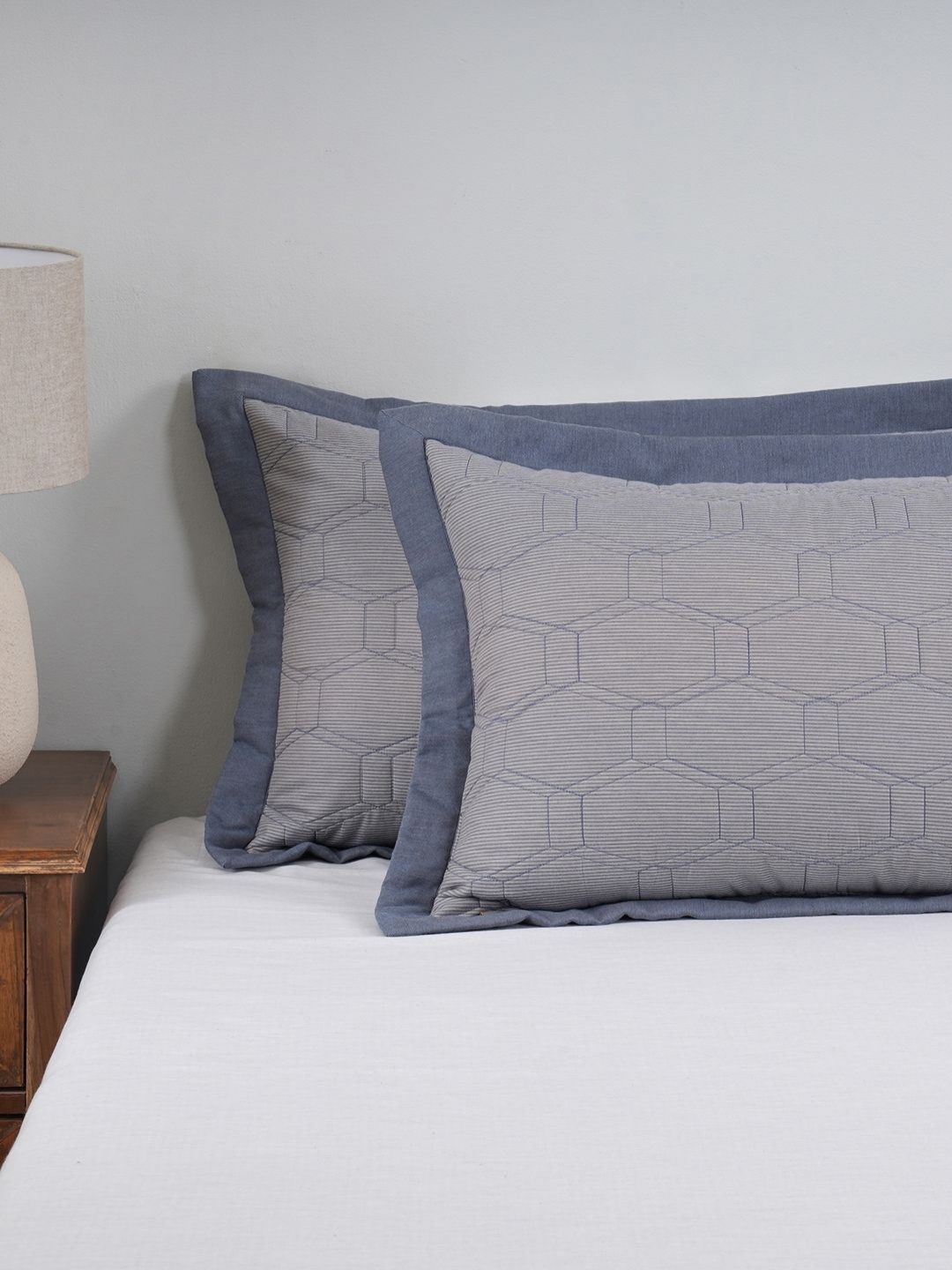 

MASPAR Pin Stripe Blue 2 Pieces Abstract Pure Cotton Rectangle Pillow Covers