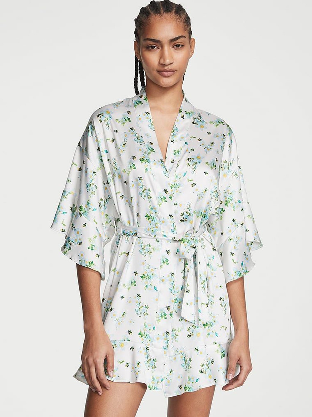 

Victoria's Secret Printed Flounce Robe, White