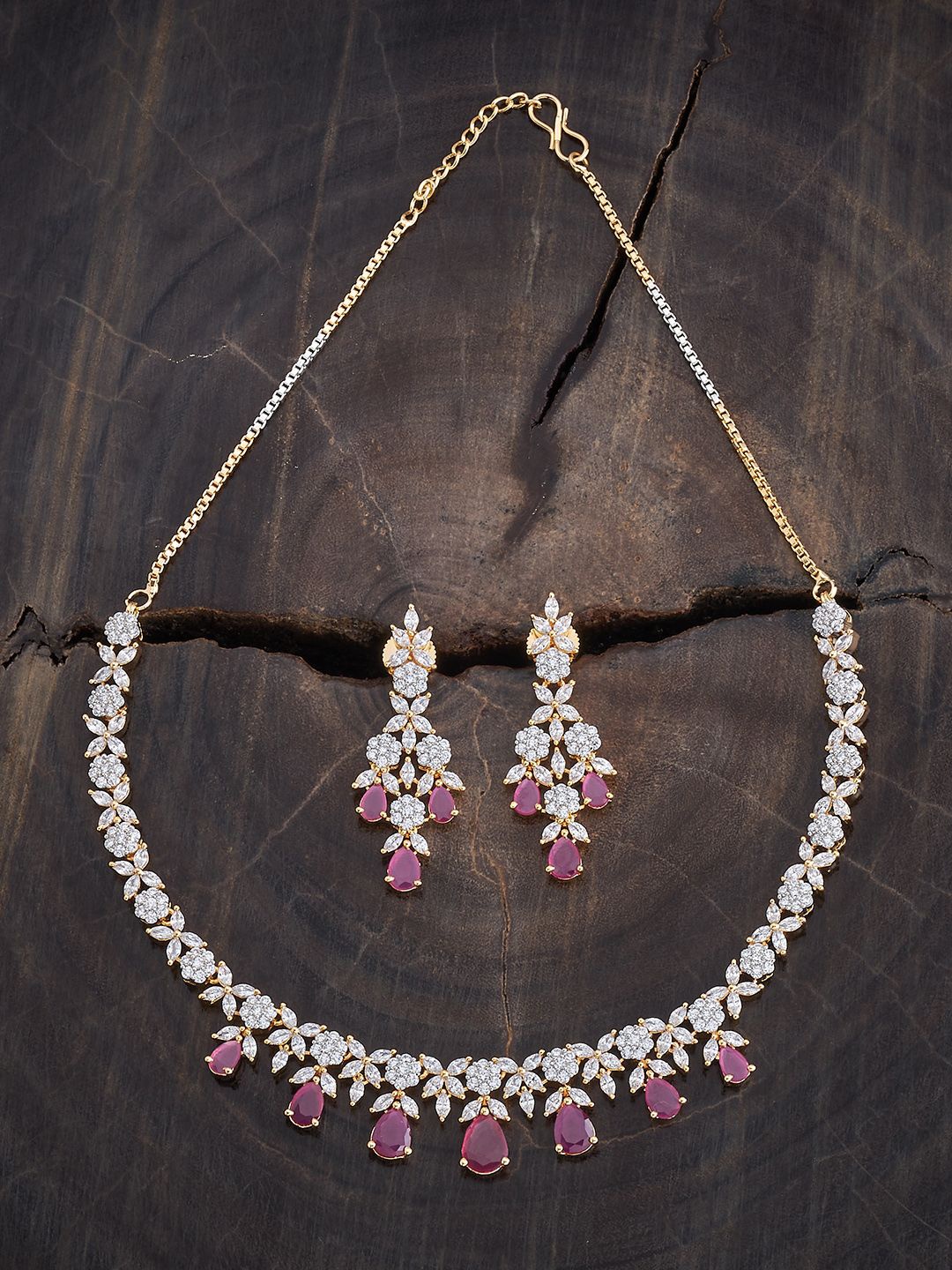 

Kushal's Fashion Jewellery Gold-Plated Cubic Zirconia Stone Studded Jewellery Set