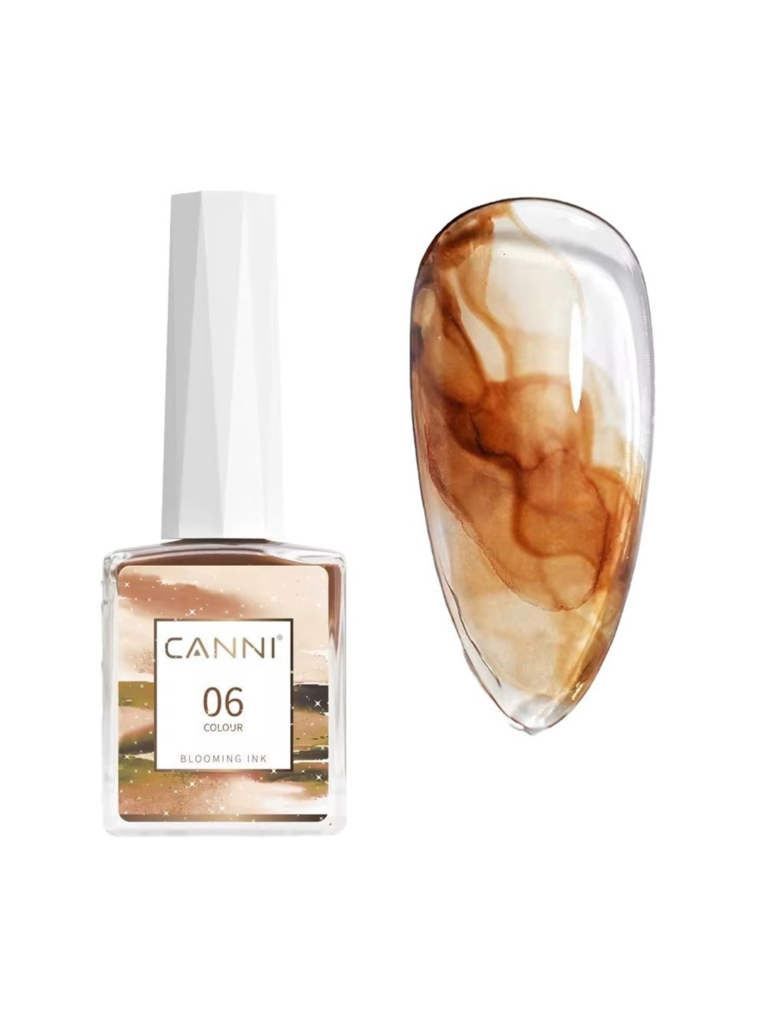 

CANNI Liquid Smoke Bubble Varnish Gradient Painting Nail Polish Ink 06, Brown