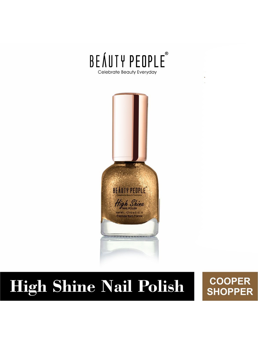 

Beauty People High Shine Long Lasting Glossy Nail Polish 12ml - Cooper Shopper, Gold