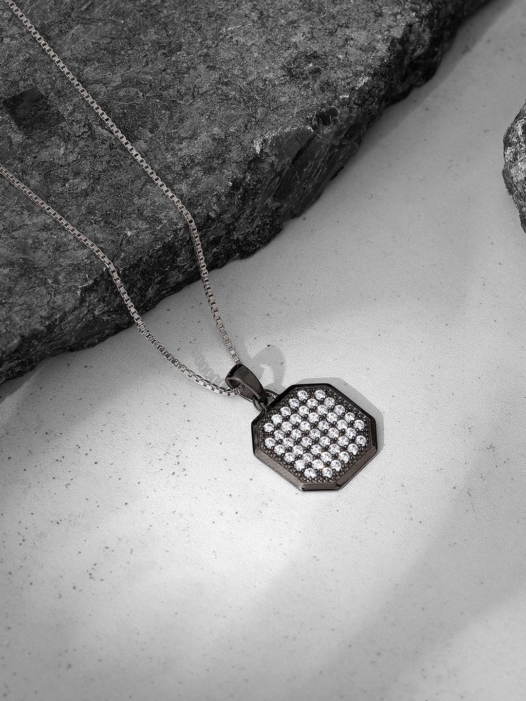 

GIVA Rhodium-Plated Contemporary Pendants with Chains, Silver