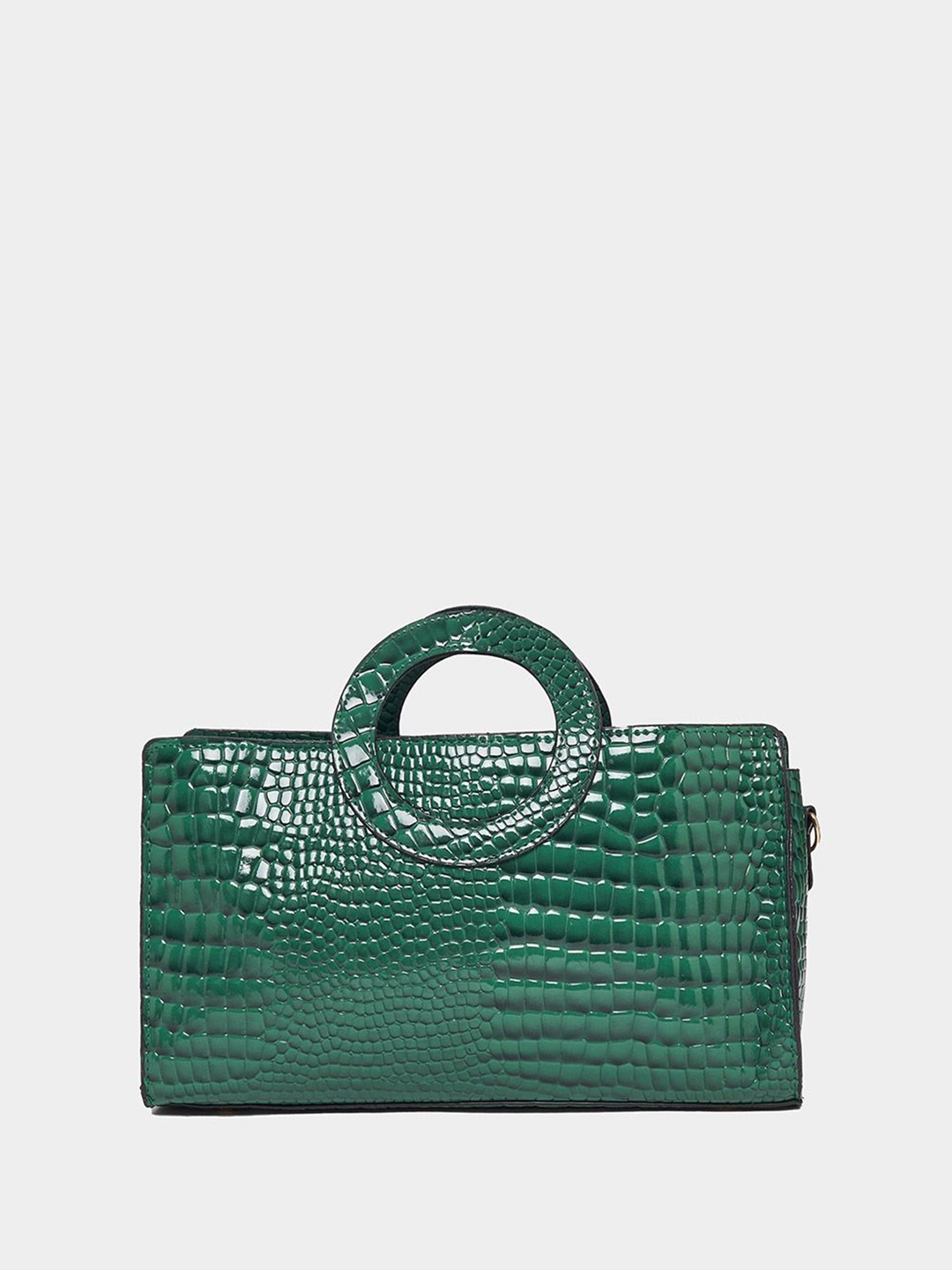 

Styli Women Teal Green Crocodile Texture Handheld Bag