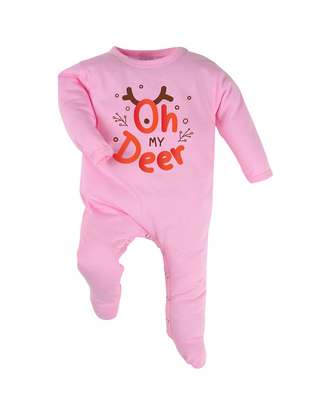 

FFLIRTYGO Kids Printed Cotton Sleepsuit, Pink