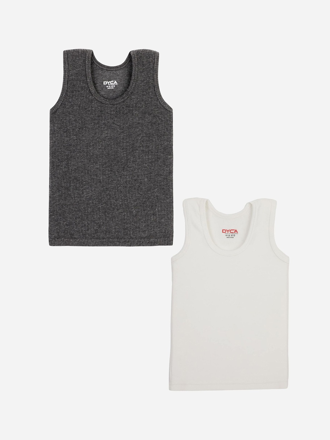 

DYCA Kids Pack Of 2 Cotton Sleeveless Thermal Tops, Charcoal