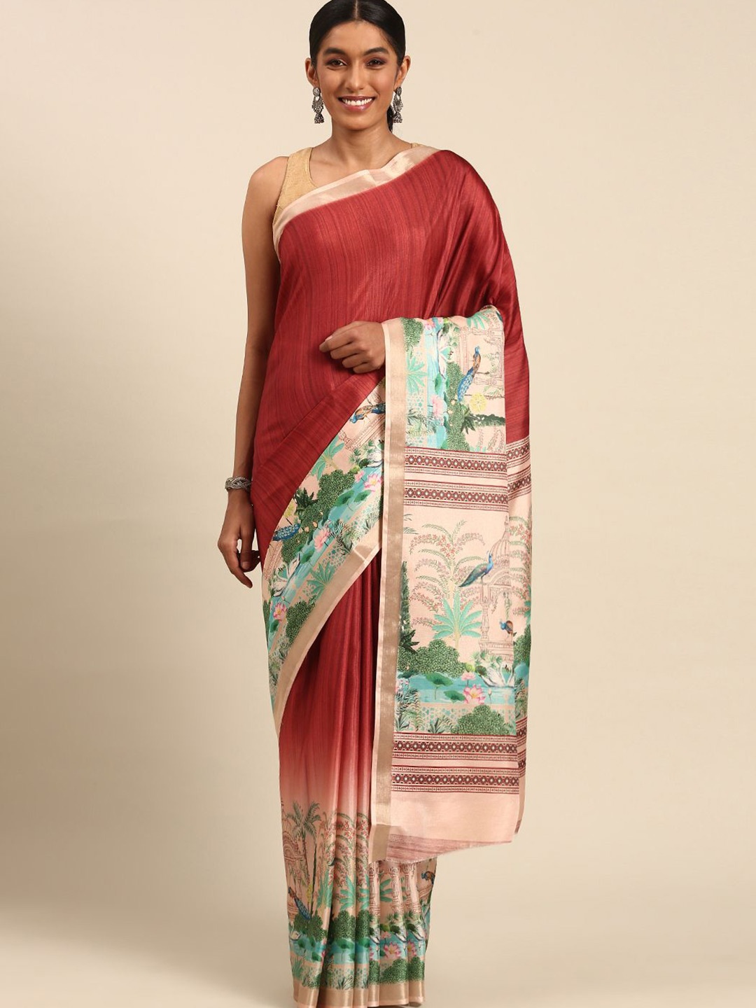 

Fashion Petals Tussar Saree, Maroon