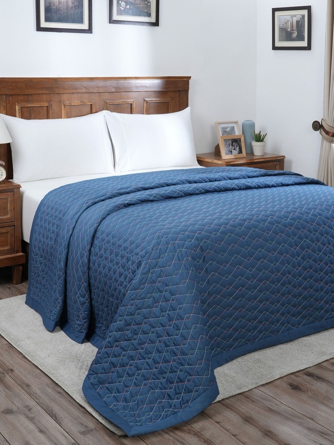 

MASPAR Indigenous Artisan Blue Geometric Single Bed Quilt