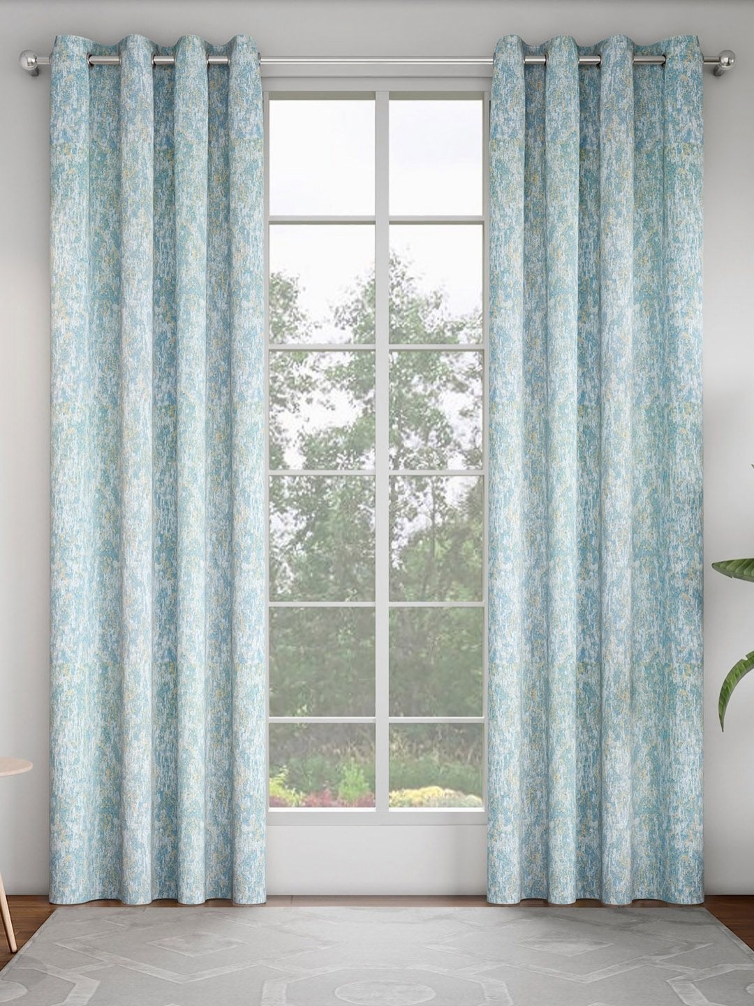 

GM Blue & White Set of 2 Room Darkening Door Curtain