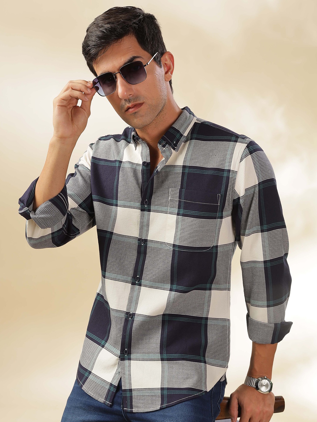 

HERE&NOW Men Slim Fit Tartan Checks Opaque Checked Casual Shirt, Multi