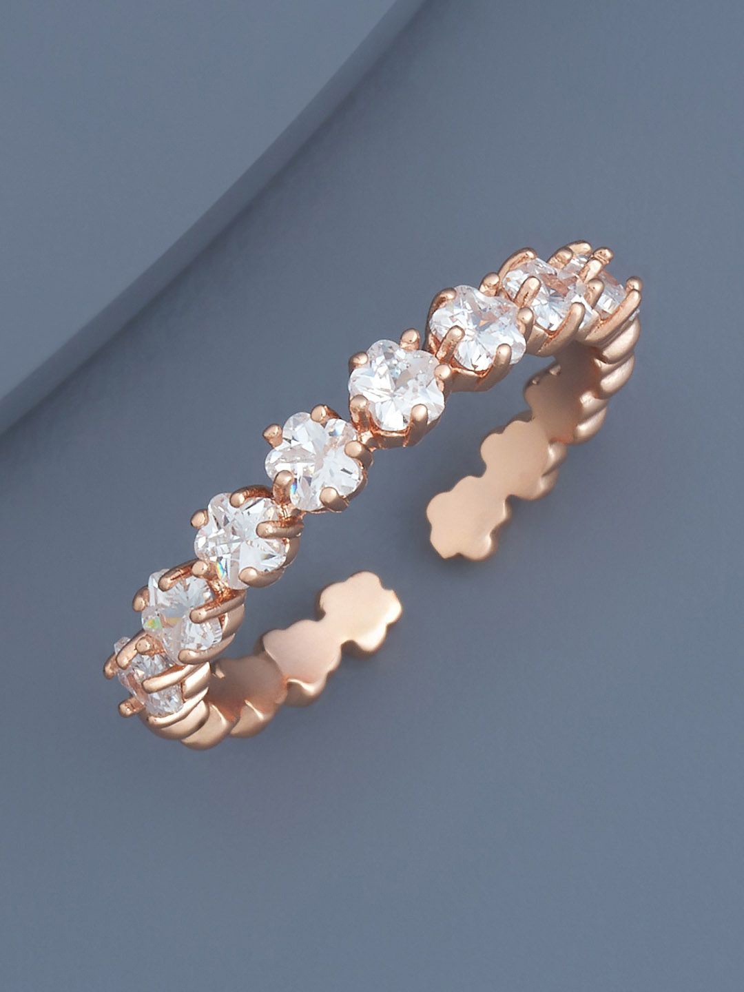 

Kushal's Fashion Jewellery Rose Gold-Plated CZ Studded Finger Ring