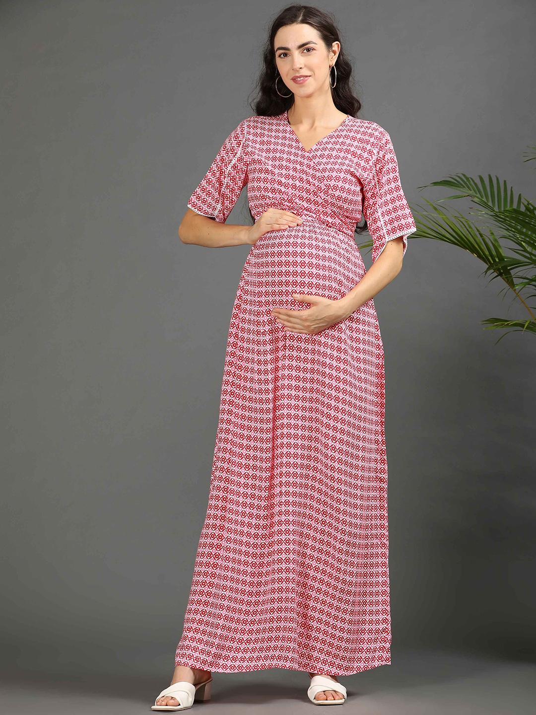 

GOLDSTROMS Print Maternity Maxi Dress, Fuchsia