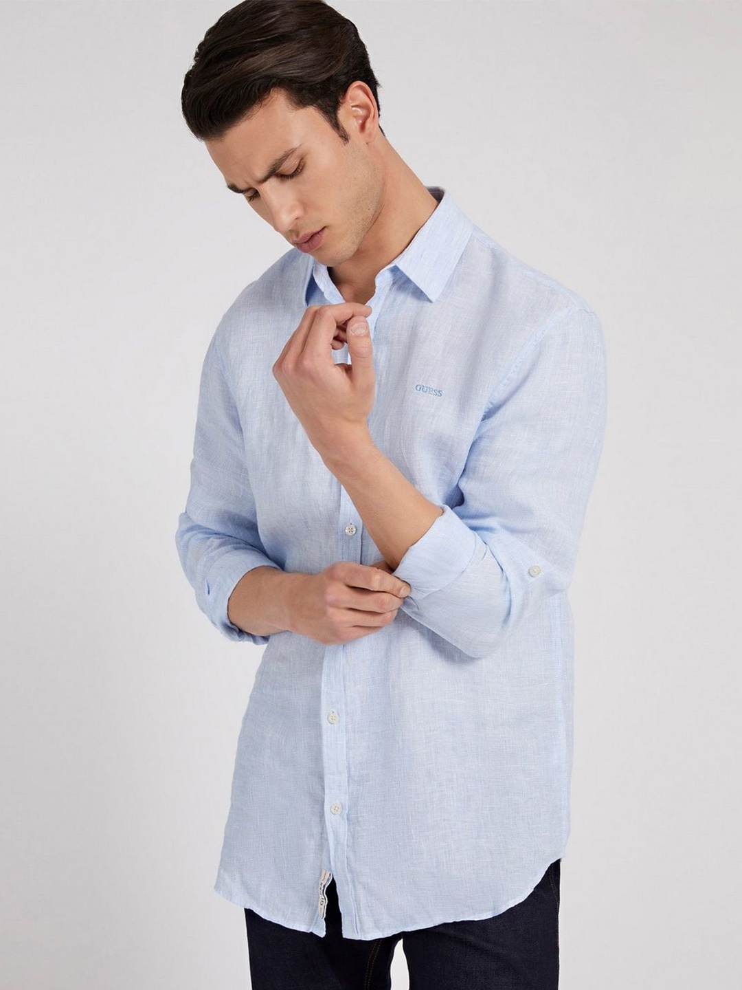 

GUESS Men Opaque Casual Shirt, Blue