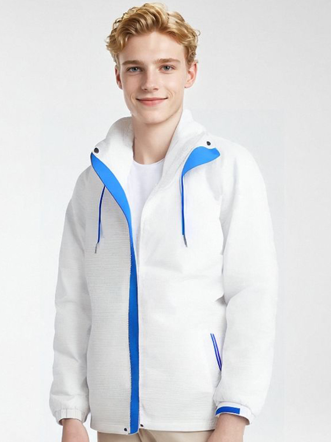 

StyleCast x Revolte Men Lightweight Open Front Jacket, White