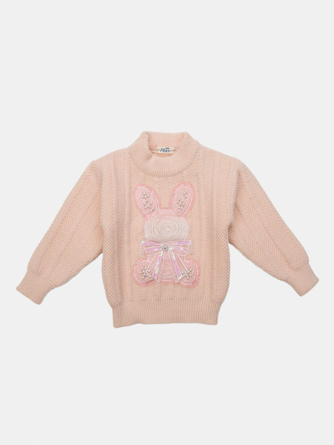 

Albion By CnM Girls Quirky Woollen Pullover, Peach