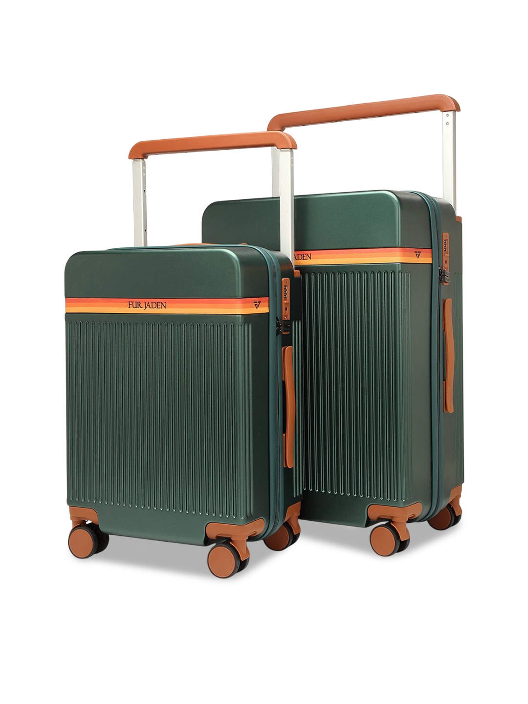 

FUR JADEN Set Of 2 Textured Hard-Sided Trolley Suitcase, Green