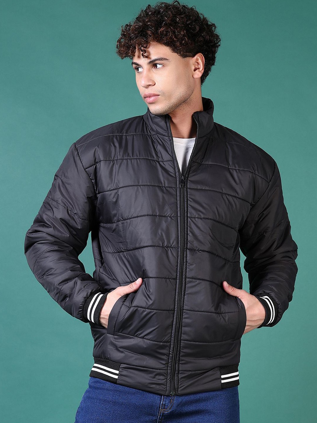 

V-Mart Men Bomber Jacket, Black