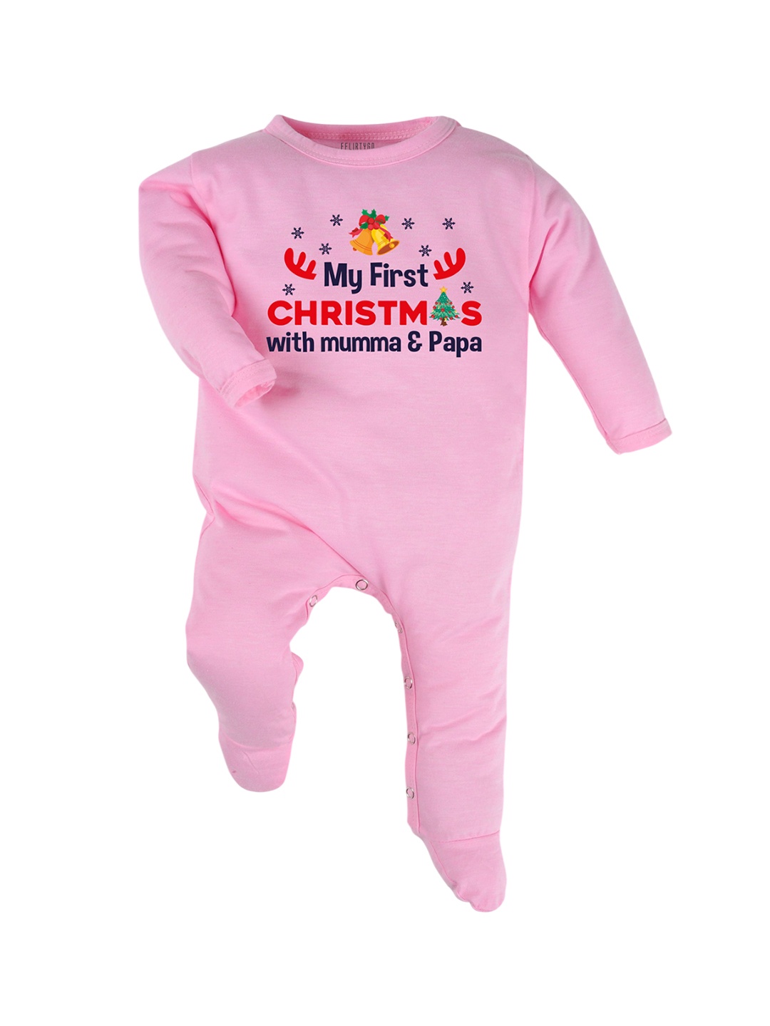 

FFLIRTYGO Infants Printed Pure Cotton Sleepsuit, Pink