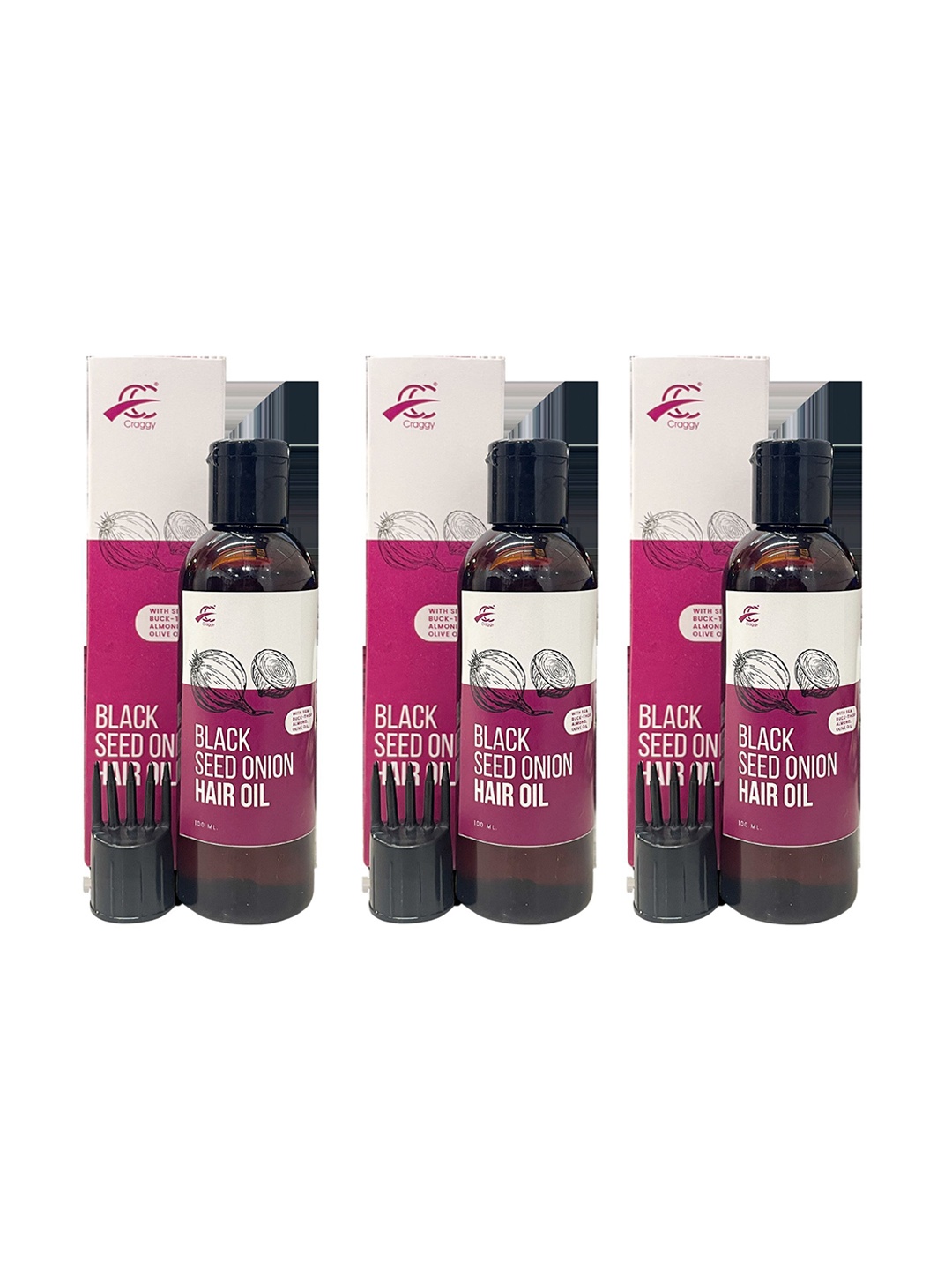 

Craggy Cosmetic Set Of 4 Black Seed Onion Hair Oil- 100 ml Each, Assorted