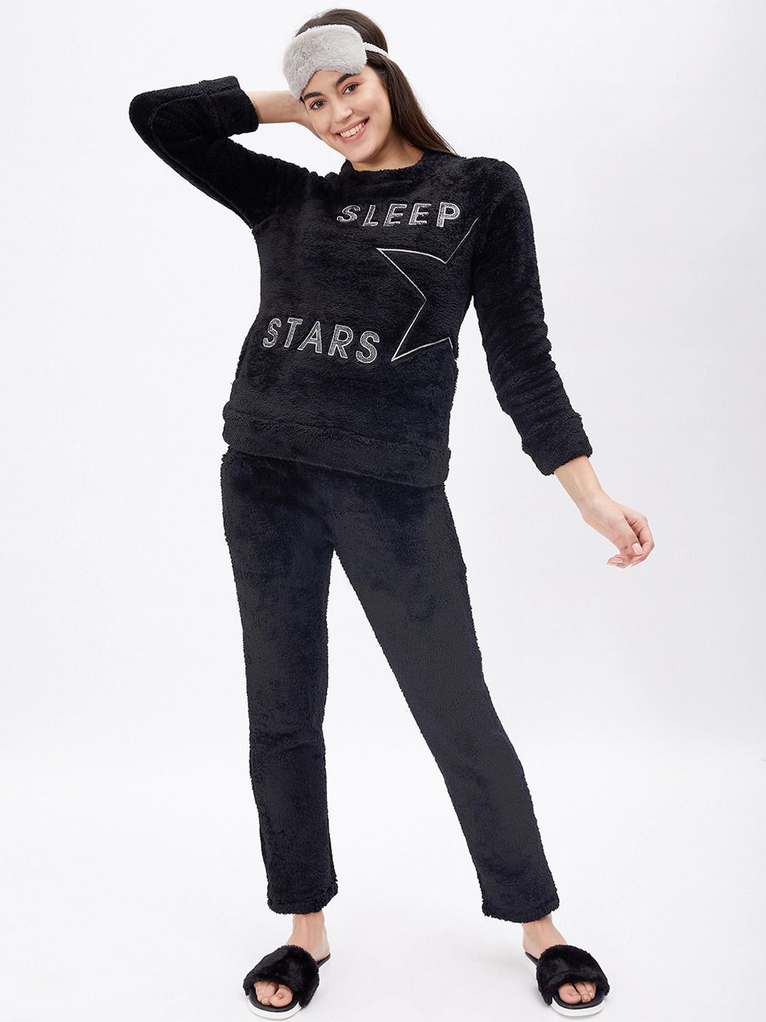 

Sweet Dreams Printed Night suit, Black