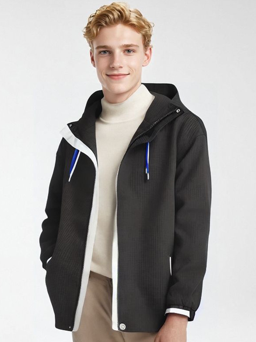 

StyleCast x Revolte Men Lightweight Open Front Jacket, Black