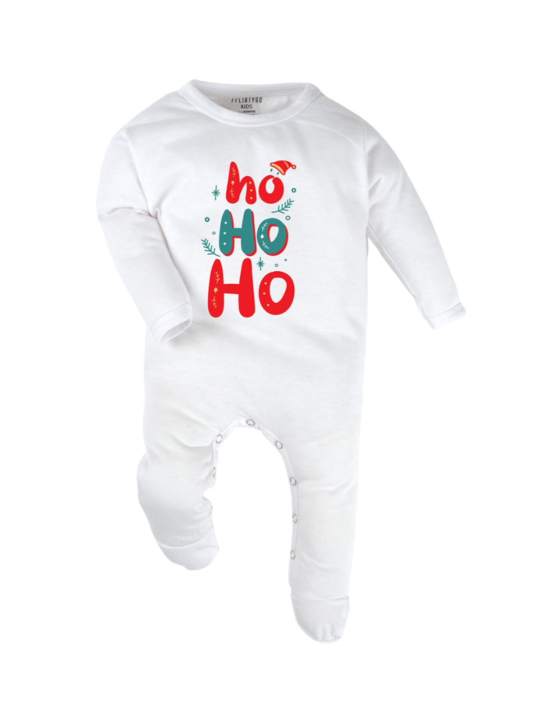 

FFLIRTYGO Kids Printed Cotton Sleepsuit, White
