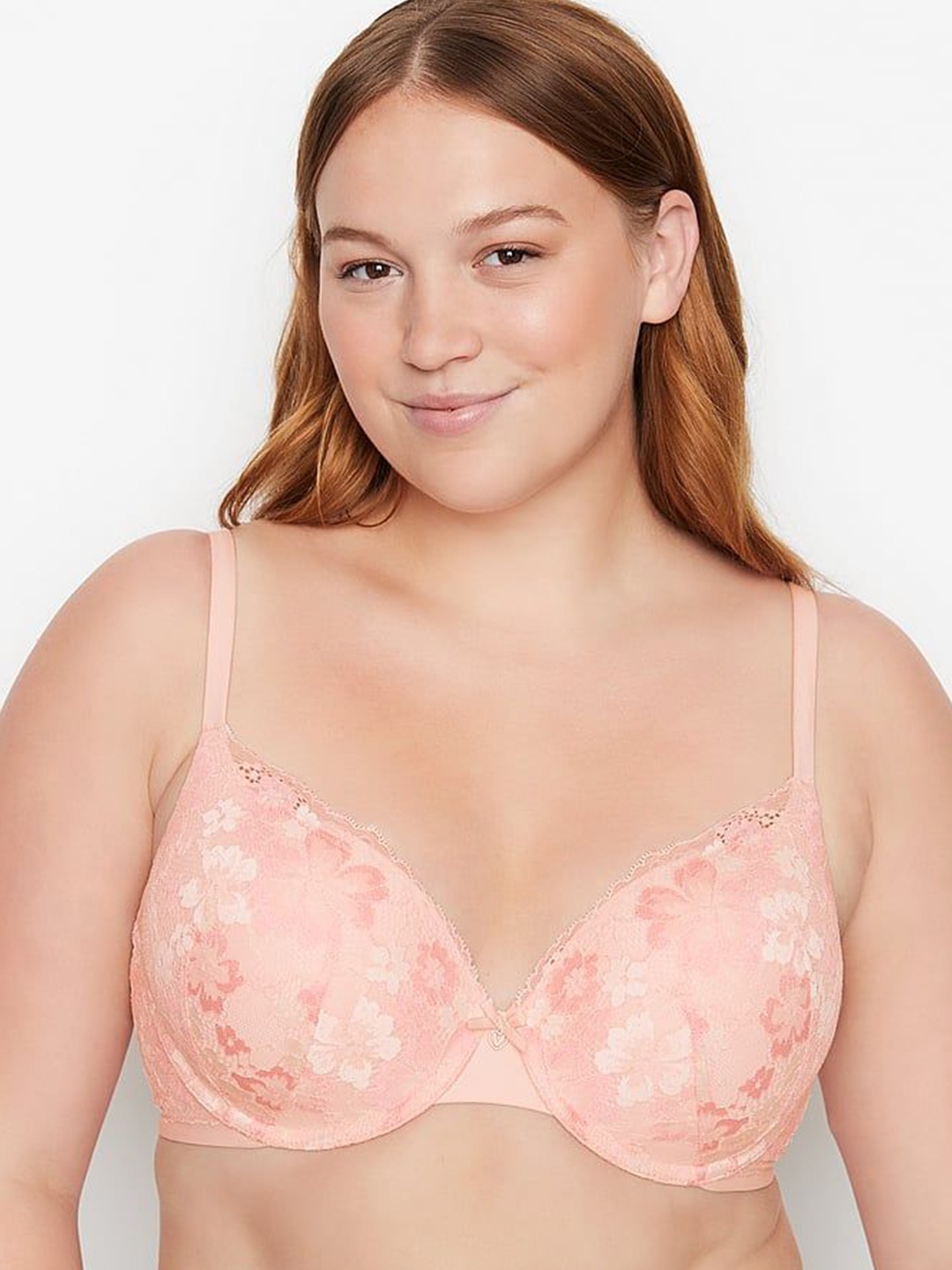 

Victoria's Secret Floral Bra Full Coverage Underwired Heavily Padded, Pink