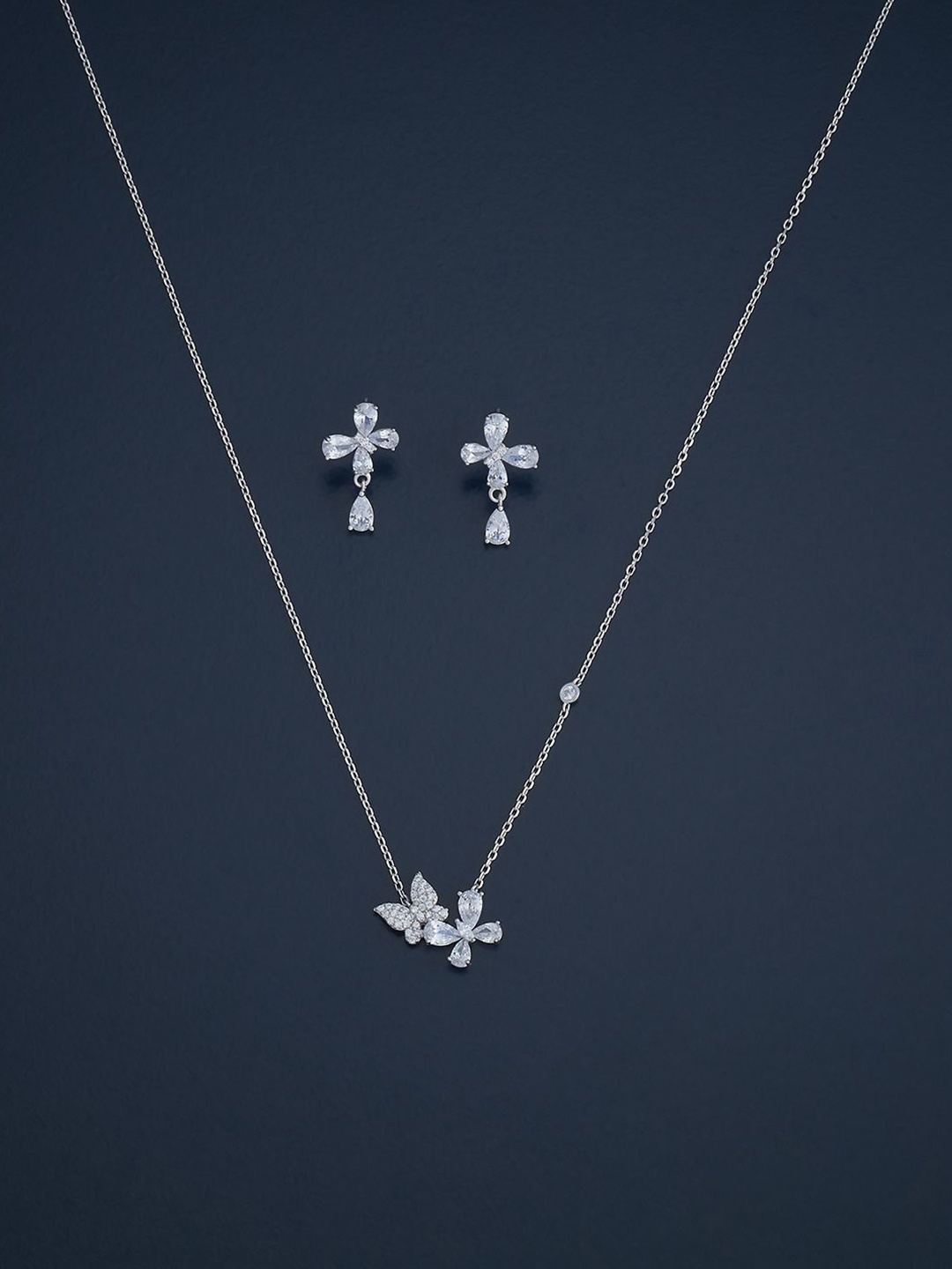 

Kushal's Fashion Jewellery Rhodium-Plated Floral Pendants, White