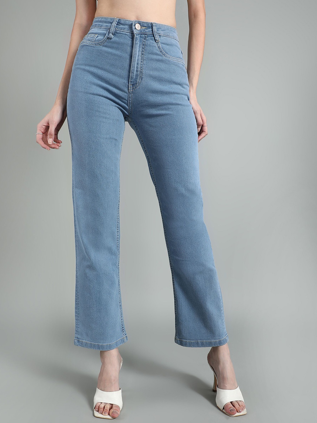 

GUTI Women Flared High-Rise Stretchable Jeans, Blue