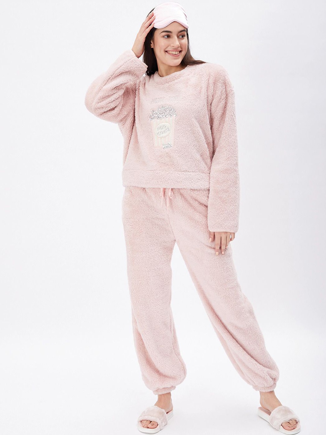 

Sweet Dreams Printed Night suit, Pink